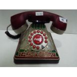 Coca Cola. Stained Glass look, light up telephone. Plastic.