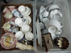 Job Lot - two boxes containing a large quantity of predominately ceramic table ware to include,