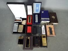 A good collection of vintage cigarette lighters to include Ronson, Colibri, Maruman and similar.