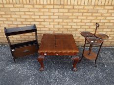 Lot to include and occasional table with ball and claw feet approximately 46 cm x 717 cm x 71 cm,