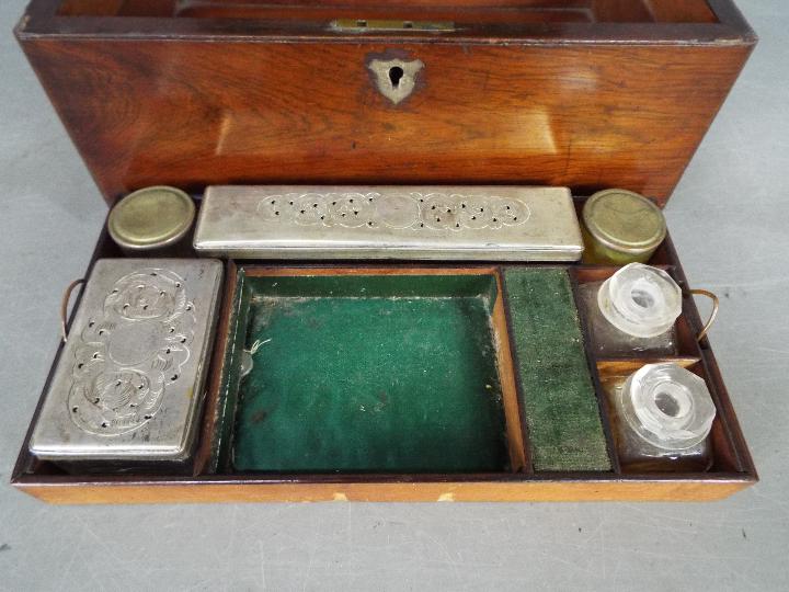 A late 19th / early 20th century travelling toilet case with fitted interior, - Image 2 of 6