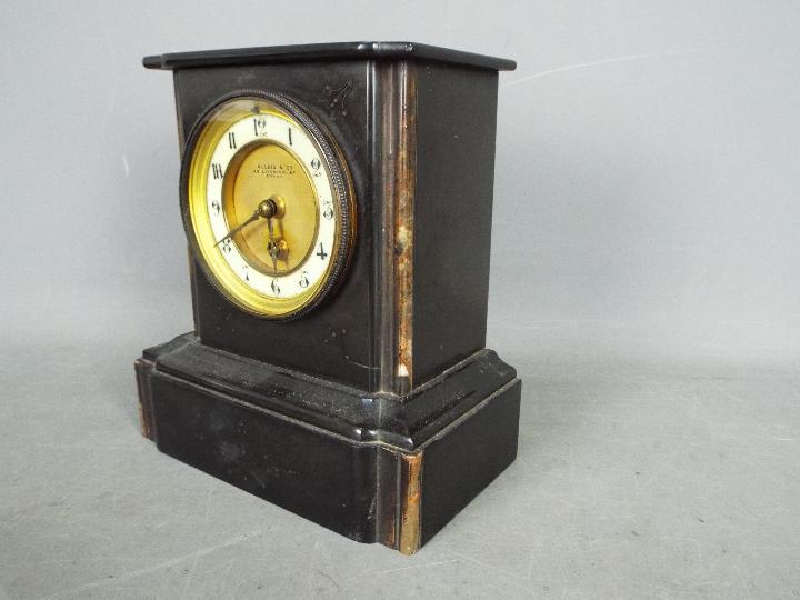 A mantel clock marked to the dial Alldis & Co 26 Liverpool St, with pendulum, - Image 4 of 7