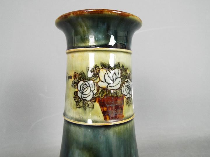 A Royal Doulton stoneware vase of tapered form with floral decoration, - Image 2 of 4