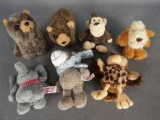 Nici and Gund - five small animals by Nicci comprising an elephant, an owl, a bear,