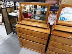 A pine, vanity chest of four drawers, ap