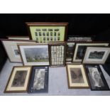 A collection of thirteen framed pictures