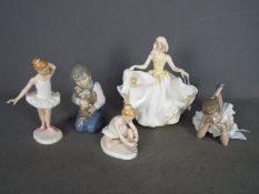 Lot to include three Royal Doulton figur