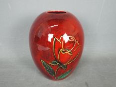 Anita Harris - a Red Rose ceramic vase,