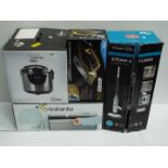 Four boxed household appliances comprising a Wahl James Martin multi cooker,
