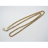 A 9ct yellow gold, rope chain necklace, 57 cm (l), approximately 11.