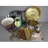 Lot to include plated ware, brass ware, copper ware, a Beswick Ware vase,