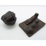 Metal Detector Find - Two bronze items comprising a statue fragment,