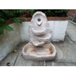 Garden stoneware - a reconstituted stoneware water feature in two parts,