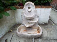 Garden stoneware - a reconstituted stoneware water feature in two parts,