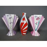 Two Brian Wood Collection, Art Deco style fan vases,