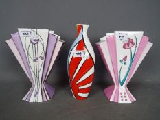 Two Brian Wood Collection, Art Deco style fan vases,