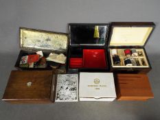 Lot to include a Japanese jewellery box, sewing box, trinket box,