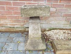 Garden stoneware - a square-topped birdbath,