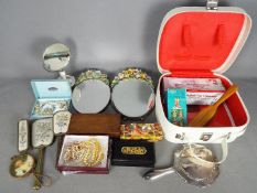 Lot to include costume jewellery, dressing table sets, decorative table mirrors,