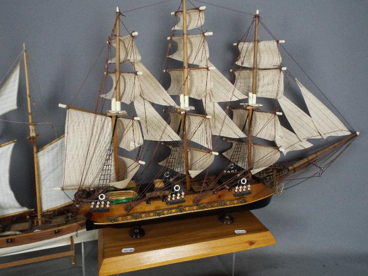 Two complete and comprehensive models of galleons of wood construction with original masts; - Image 2 of 5