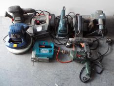 Nine Power Tools - Sanders, Drills and Jig Saws. Black and Decker, Bosch Etc.