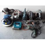 Nine Power Tools - Sanders, Drills and Jig Saws. Black and Decker, Bosch Etc.