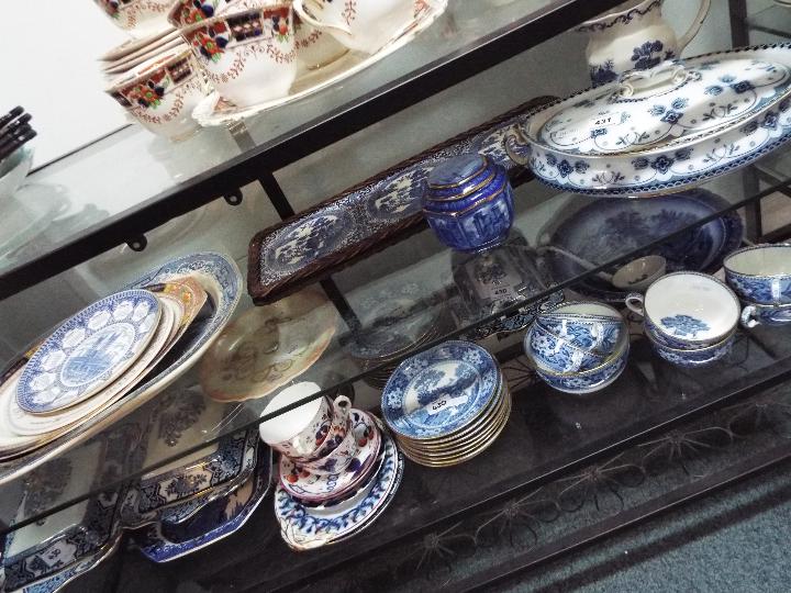 Blue and White table ware - a mixed lot of ceramics to include a meat plate,