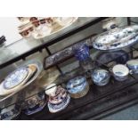 Blue and White table ware - a mixed lot of ceramics to include a meat plate,