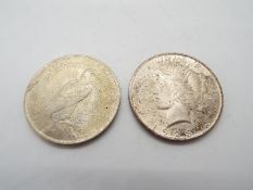 Two USA 1923 Peace Dollars, both Philadelphia Mint.