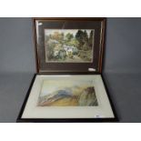 Two framed prints comprising one after Alfred Heaton Cooper entitiled 'Mill Dam Cottages,
