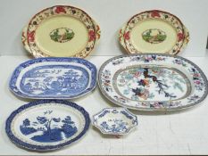 A quantity of meat plates and serving platters to include a 'Vesper' pattern example,