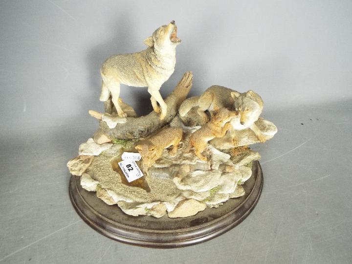Country Artists - A large figural group depicting a wolf and cub entitled Safe Haven, - Image 2 of 3