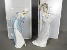 Lladro - Two boxed Lladro figurines comprising # 5789 The Flirt and # 5323 Milanese Lady,