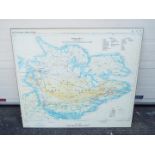 An East Falkland, Operation Corporate manoeuvre map on board, approximately 100 cm x 117 cm.