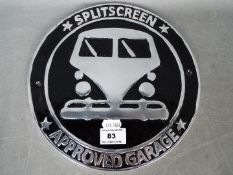 A Chrome split screen camper garage sign,