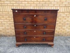 A substantial chest of four drawers measuring approximately 118 cm x 121 cm x 53 cm.