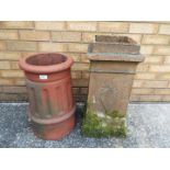 Two chimney pots, the largest approximately 62 cm (h).