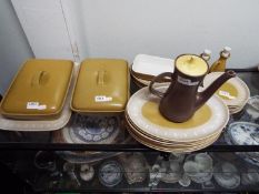 A quantity of Denby Ode pattern dinner wares and a Poole Pottery coffee pot.