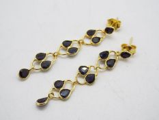 Gemporia - 4ct Thai Saphire gold on silver Earrings, design ALJS86 weight 3.5 g (All in).