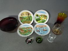A set of four Villeroy & Boch 'Four Seasons' plates and a quantity of glassware to include