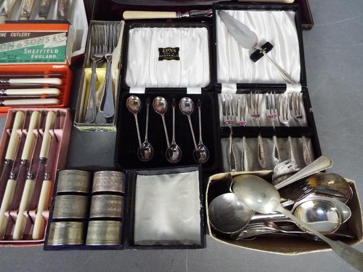 A quantity of plated and stainless flatware including cased and boxed sets, - Image 3 of 5