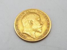Gold Half Sovereign - Edward VII, 1904, 3.9 grams.