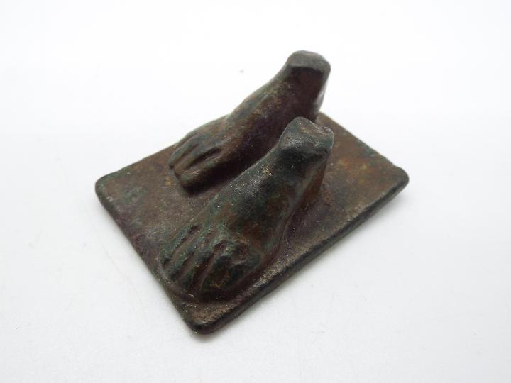 Metal Detector Find - Two bronze items comprising a statue fragment, - Image 2 of 5