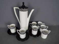 A Portmeirion coffee set in the Greek Key pattern comprising coffee pot and cover,