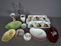 A small lot of ceramics and glassware to include Carlton Ware, Lladro, Shelley,