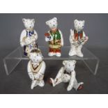 Royal Crown Derby - Five Royal Crown Derby miniature bear figurines to include Gardener, Artist,