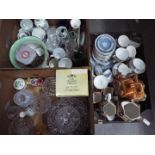 A mixed lot to include ceramics, glassware and similar, three boxes.