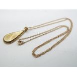 A 9ct gold necklace and teardrop pendant, chain 48 cm (l) and approximately 2.7 grams all in.