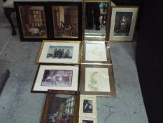 A collection of framed prints to include works after Sir William Russell Flint, Sir Henry Raeburn,