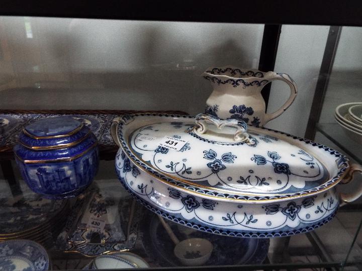 Blue and White table ware - a mixed lot of ceramics to include a meat plate, - Image 3 of 3